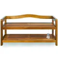 Produktbild: Casaria® Schuhregal mit 2 Ebenen 75x26x42cm FSC®-Zertifiziert Akazien Holz Massiv Bad Diele Flur Bad Schuhschrank Schuhaufbewahrung Schuhständer Braun