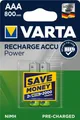 Produktbild: 2 x Varta Recharge Accu Power 56703 800mAh AAA Micro HR03 1,2V Akku im Blister