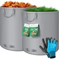 Produktbild: Kesser - Gartensack Set Laubsack Gartenabfallsack inkl. Handschuhe - Selbststehend 4 Griffe Stabil Robust & Faltbar - Laubsäcke Rasenschnitt