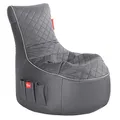 Produktbild: Gamewarez Granite Hurricane Sitzsack – Gaming-Sitzsack Indoor und Outdoor geeignet mit Rückenlehne, ideal für PS5, Nintendo & Xbox Spieler, mit Seitentasche, Kunstleder, Made in Germany, grau-weiß