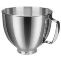 Produktbild: Edelstahl-Schüssel für KitchenAid 4.5-5 Quart Kippkopf-Standmixer Artisan & Classic Serie von MMOBIEL - 5 QT Edelstahlschüssel mit Griff - Rührschüssel Ersatz - Spülmaschinenfest
