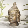 Produktbild: Buddha Kopf Statue Dekofigur Deko Figur Feng Shui Bronzeoptik Polyresin 53 cm
