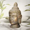 Produktbild: Buddha Kopf Statue Dekofigur Deko Figur Feng Shui Bronzeoptik Polyresin 53 cm