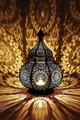 Produktbild: Marrakesch Orient & Mediterran Interior Teelichthalter Indisches Windlicht Lamis Schwarz, Metall handgearbeitet, H 30cm (1 St), Handarbeit