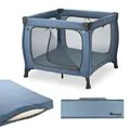 Produktbild: hauck Sleep N Play SQ Set, Dark Blue - Kinderreisebett & Laufstall mit Matratze 5 cm dick - Inklusive Tragetasche - Klein Zusammenklappbar - für Babys & Kinder ab Geburt bis 15 kg
