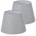 Produktbild: Navaris 2x Lampenschirm aus Leinen - 2er Pack E27 Lampen Schirm für Tischlampe oder Stehlampe - 2 Ersatz Lampenschirme klein - Außen Grau/Innen Weiß