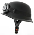 Produktbild: Motorradhelm mit Brille WH1 L 59-60cm Schwarz matt Oldtimer Retro Stahl Helm