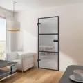 Produktbild: Glastür Klarglas 834x1972mm 3 Felder schwarz Komplettset mit Glastürbeschlag