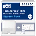Produktbild: Tork Xpress Mini Spender für Multifold Papierhandtücher Starter Pack 952100, Elevation Design - Kompakter H2 Handtuchspender, Weiß für Falthandtücher + Papierhandtücher Nachfüllen (100 Blatt)