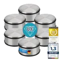 Produktbild: Designer Türstopper aus Edelstahl Gummi Türpuffer Türhalter Stopper 1,2kg (Silber 11x6cm, 6 Stück)