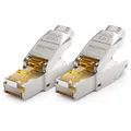 Produktbild: 2x CAT 8 Netzwerkstecker 40Gbit/s RJ45 Netzwerk LAN Adapter Stecker Verlegekabel