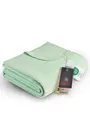 Produktbild: Ibena Malaga Bio Wolldecke 150x200 cm – 100% Baumwolle, Made in Germany, Baumwolldecke hellgrün