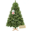 Produktbild: VESKA Weihnachtsbaum künstlich 180cm - mit Holzständer, Nordmanntanne, Künstlicher Tannenbaum, Naturgetreu, dichte Zweige ohne LED