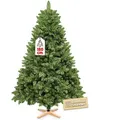 Produktbild: VESKA Weihnachtsbaum künstlich 180cm - mit Holzständer, Nordmanntanne, Künstlicher Tannenbaum, Naturgetreu, dichte Zweige ohne LED