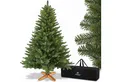 Produktbild: VESKA Künstlicher Weihnachtsbaum Naturgetreu mit Holzständer, Tannenbaum 140cm / 180 cm, Nordmanntanne, dichte Zweige, mit Aufbewahrungstasche, LED Beleuchtung