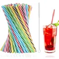 Produktbild: Wiederverwendbare Trinkhalme Plastik bunte Strohhalme Smoothies Saft Cocktail
