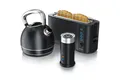Produktbild: Arendo Frühstücks-Set (3-tlg), Wasserkocher 1,7l / Toaster / Milchaufschäumer, Edelstahl, Schwarz