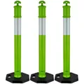 Produktbild: VEVOR Verkehrsleitpfosten Leitpfosten 3 Stk. (114 cm) mit beschwertem Sockel & Reflektorstreifen, Leitpfosten für Baustellen, Parkplätze, Absperrpfosten zur Steuerung von Menschenmengen, Grün
