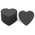 Produktbild: 8 Stück Herz Schiefer Untersetzer 10x10 cm – Glasuntersetzer aus Naturschiefer rutschfest & hitzebeständig – Schieferuntersetzer Herzform für Getränke, Tischdeko, Hochzeit & Geschenkidee