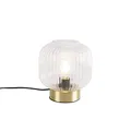 Produktbild: Qazqa Art Deco Tischleuchte mit Glas, Tischlampe - Karel - Gold, Rund, max. 25W, Geeignet für LED, 22cm, Ideal als Küche lampe, Schlafzimmerlampe und Wohnzimmerlampe