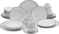 Produktbild: CreaTable, 16799, Serie Luna Black Line, 30-teiliges Geschirrset, Kombiservice aus Porzellan, spülmaschinen- und mikrowellengeeignet, Qualitätsproduktion