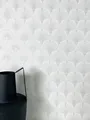 Produktbild: Tapete Vliestapete Silber Fächer Ornamente  Mustertapete Retro