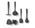 Produktbild: Hoffmann Germany Kochbesteck-Set 6-tlg. Erweiterungsset Stampfer Pastalöffel Silikon (Set, 6-tlg., 6-tlg.: Pastalöffel, Schaumlöffel, Stampfer, Soßenlöffel, Fingerschutz), Soßenlöffel, Schaumlöffel, Fingerschutz, spülmaschinengeeignet