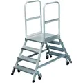 Produktbild: Iller Podestleiter Fahrbar Mit Gefederten Lenkrollen Beidseitig Begehbar Aluminium 7 Stufen