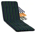 Produktbild: Beo Sonnenliege Auflage Waschbar Bali | Made in EU nach Öko-Tex Standard | Atmungsaktive Auflage Gartenliege mit Gummi-Halteband | UV-beständige Liegestuhl Auflage mit Streifen in Grün-Blau