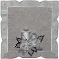 Produktbild: matches21 HOME & HOBBY Tischdeckchen Olivia 30 x 30 cm edle Stickerei mit Kerzen & Blättern Silber Mitteldecke Polyester