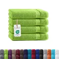 Produktbild: Class Home Collection Frottee Handtücher 50x100 cm – 4er Set Handtuch – Besonders weiche & saugfähige Handtücher aus 100% Baumwolle mit Aufhänger – Apfelgrün