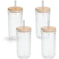 Produktbild: Gläser-Set ZELLER PRESENT, transparent, B:8,9cm H:16,4cm Ø:8,9cm, Glas, Trinkgefäße, inkl. Trinkhalm, 580 ml, 4-teilig