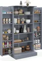Produktbild: GOPLUS 120 cm Lebensmittelschrank mit Türen, 120 cm Küchenschrank mit verstellbaren Regalen & Metallgriffen, Aufbewahrungsschrank für Küche (Grau)