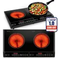 Produktbild: Induktionskochfeld 4000W 2 Platten Induktionskochplatte mit Touch Steuerung 2-Burner Induction Plate Timer 10 Temperaturstufen 2x2000W Schwarz Retoo