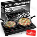 Produktbild: Retoo Doppelkochplatte Glaskeramik Kochplatte 4000W Elektrische Campingkocher Doppel-Kochplatte Kochfelder mit 2 Kochfeldern für Camping Outdoor Indoor 65 x 40 x 10 cm Touch Sensoren Schwarz