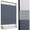 Produktbild: Woltu Plissee, verdunkelnd, verspannt, Klemmfix, Wabenplissees ohne Bohren blau 65 cm x 130 cm