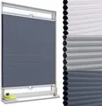 Produktbild: WOLTU Wabenplissee ohne Bohren verdunkelung Thermo Doppelplissee Klemmfix Zweifarbig 65x130cm Blau-Weiß, Plissee Faltrollo Sonnen-, Sicht- & Schallschutz, Jalousie Plisseerollo für Fenster & Tür