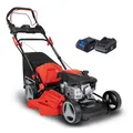 Produktbild: Scheppach MS150-46E Benzin Rasenmäher mit E-Start | 46cm Schnittbreite | Reinigungsfunktion | 55 Liter Fangkorb | Stahlgehäuse | 7-stufige Höhenverstellung | Mulchfunktion | Radantrieb | Seitenauswurf