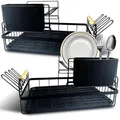 Produktbild: Retoo Geschirr Abtropfständer Geschirrabtropfer Drip Tropfschale Geschirrabtropfgestell Besteckhalte Besteckständer mit Herausnehmbarem Tablett 44 x 42 x 26.5 cm Schwarz