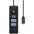 Produktbild: Orico-Hub, USB-C auf 2x USB 3.0 + USB-C, 5 Gbit/s, 0,15 m, schwarz - Schwarz