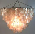 Produktbild: GURU SHOP Deckenlampe/Deckenleuchte, Muschelleuchte aus Hunderten Capiz, Perlmutt Plättchen - Modell Salomonia, 45x60x60 cm