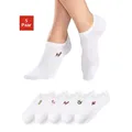 Produktbild: Sneakersocken H.I.S, Damen, Gr. 35-38, weiß (5x weiß), Baumwollmischung, mit Stickerei, unifarben, elastisch, Socken Sneakersocken, mit Motivstickerei