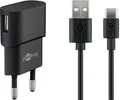 Produktbild: Goobay 45298 USB-C™-Ladeset (5 W), Schwarz, 1 m - Netzteil mit USB-C™-Kabel, 1 m