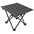 Produktbild: Camping Klapptisch schwarz mit Tragetasche - 40 x 35 cm - Universal Gartentisch mit einrollbarer Tischplatte - Schwarz