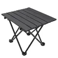 Produktbild: Camping Klapptisch schwarz mit Tragetasche - 40 x 35 cm - Universal Gartentisch mit einrollbarer Tischplatte - Outdoor Mehrzweck Tisch Reisetisch Picknicktisch Garten Reise Campingmöbel Zubehör