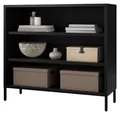 Produktbild: Metall Kommode offen LUCA 4 Ebenen Industrie-Design | Metallregal klein Standregal Stahl Büro Wohnzimmer Arbeitszimmer 90x100x35cm Schwarz