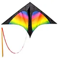 Produktbild: Wolkenstürmer® Delta Rainbow Kinderdrachen – Flugdrachen Regenbogen Einleiner inkl. Handgriff mit 40m Schnur – Bunter Einsteigerdrachen ab 4 Jahre