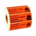 Produktbild: Versandetiketten mit Warnhinweis Vorsicht Schweres Paket Etiketten selbstkleb...
