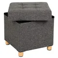 Produktbild: Songmics Sitzhocker mit Stauraum, bis 300 kg, Stoff, dunkelgrau, faltbar, 38 x 40 x 38cm