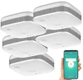 Produktbild: VisorTech Elesion Rauchmelder: 5er-Set WLAN-Design-Rauchmelder mit weltweiter App-Benachrichtigung (Smart-Home, Mini, Funk)